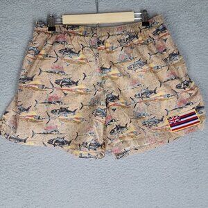 Vintage Kahala Swim Trunks Shorts Adult XL Hawaiian Fish Brief Lined Beach Tan